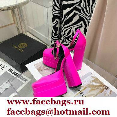 Versace Heel 14.5cm Platform 5cm Medusa Aevitas Satin Pumps Fuchsia 2021 - Click Image to Close