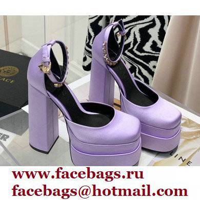 Versace Heel 14.5cm Platform 5cm Medusa Aevitas Satin Pumps Lilac 2021 - Click Image to Close