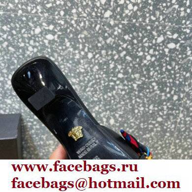 Versace Heel 5.5cm Medusa Chain Foulard Mules Black 2021 - Click Image to Close