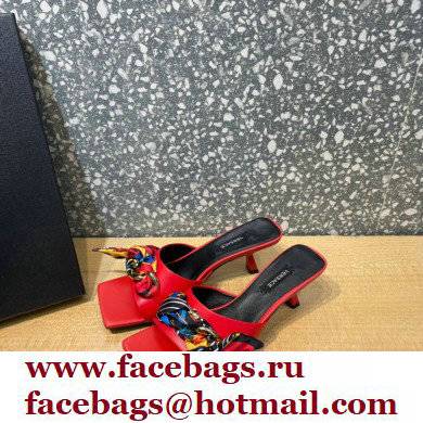 Versace Heel 5.5cm Medusa Chain Foulard Mules Red 2021