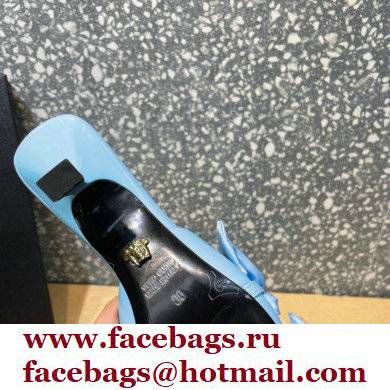 Versace Heel 5.5cm Medusa Chain Foulard Mules Sky Blue 2021