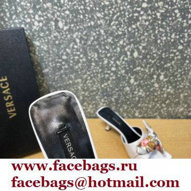 Versace Heel 5.5cm Medusa Chain Foulard Mules White 2021