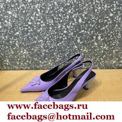 Versace Heel 6cm La Medusa Patent Leather Sling-back Pumps Lilac 2021
