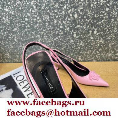 Versace Heel 6cm La Medusa Patent Leather Sling-back Pumps Pink 2021