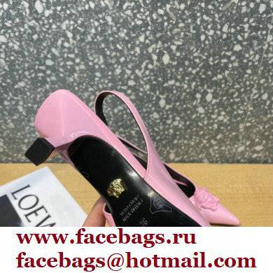 Versace Heel 6cm La Medusa Patent Leather Sling-back Pumps Pink 2021
