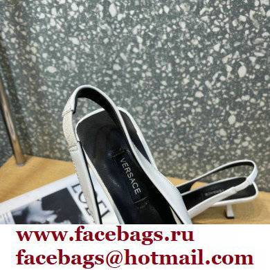 Versace Heel 6cm La Medusa Patent Leather Sling-back Pumps White 2021