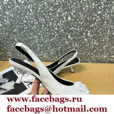 Versace Heel 6cm La Medusa Patent Leather Sling-back Pumps White 2021 - Click Image to Close