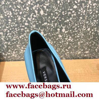 Versace Heel 9.5cm La Medusa Patent Leather Pumps Sky Blue 2021