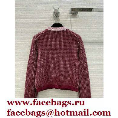 chanel 2021 FALL WINTER BURGUNDY KNITTED CARDIGAN - Click Image to Close