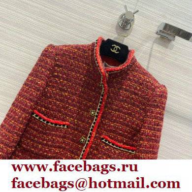 chanel 2021 FALL WINTER RED TWEED COAT