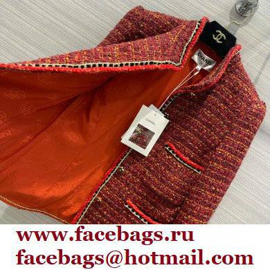 chanel 2021 FALL WINTER RED TWEED COAT