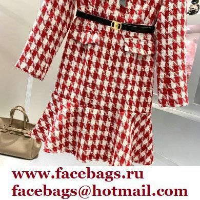 chanel red houndstooth dress 2022SS