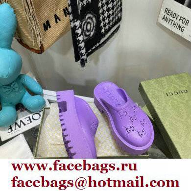 gucci LOVER'S platform perforated G sandal lavender 2021 - Click Image to Close