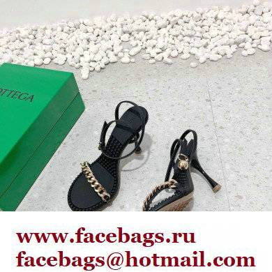 Bottega Veneta Heel 9cm Chain Dot Sandals Black 2022 - Click Image to Close