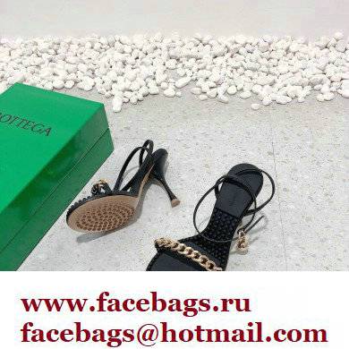Bottega Veneta Heel 9cm Chain Dot Sandals Black 2022 - Click Image to Close