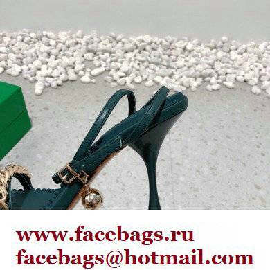 Bottega Veneta Heel 9cm Chain Dot Sandals Dark Green 2022 - Click Image to Close