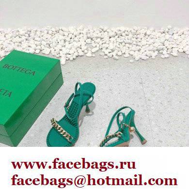 Bottega Veneta Heel 9cm Chain Dot Sandals Green 2022 - Click Image to Close
