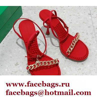 Bottega Veneta Heel 9cm Chain Dot Sandals Red 2022 - Click Image to Close