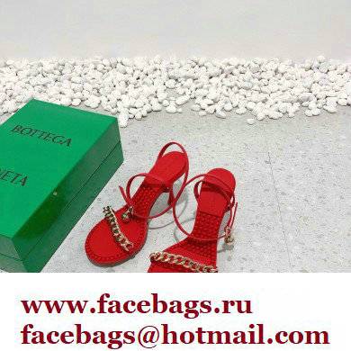 Bottega Veneta Heel 9cm Chain Dot Sandals Red 2022 - Click Image to Close