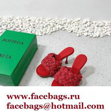 Bottega Veneta Heel 9cm Lido Braided Intrecciato Mules Sandals Red 2022
