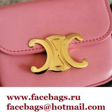 CELINE mini Triomphe Bag in shiny calfskin pink