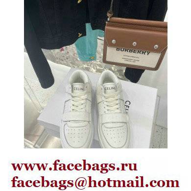 Celine Ct-02 Mid Sneakers With Velcro In Calfskin White 2022 - Click Image to Close