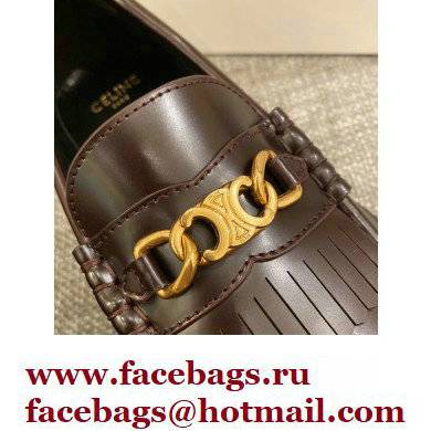 Celine Fringes Margaret Loafers With Triomphe Chain In Polished Bull Burgundy 2022