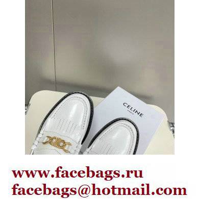 Celine Fringes Margaret Loafers With Triomphe Chain In Polished Bull White 2022