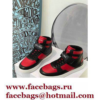 Celine High Sneakers Ct-03 With Velcro In Calfskin Black/Red 2022