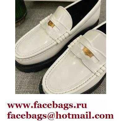 Celine Margaret Penny Chunky Loafers In Polished Bull White 2022