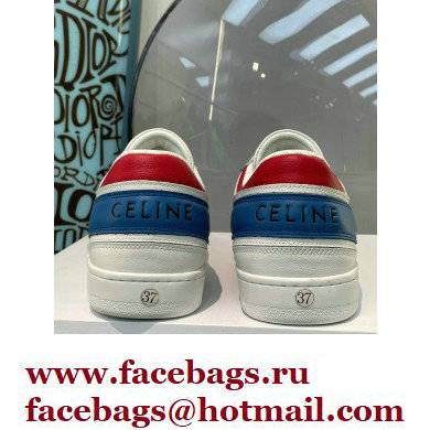 Celine Trainer Low Lace-up Sneakers In Calfskin White/Red/Blue 2022