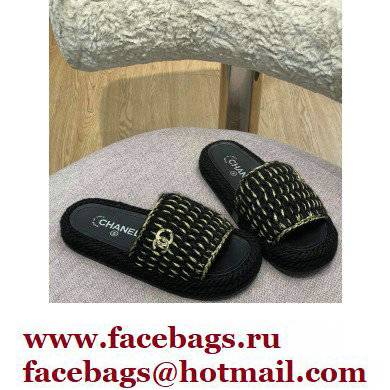 Chanel Braided Knit Mules G38189 Black 2022