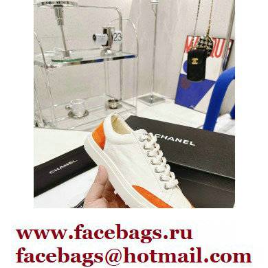 Chanel Canvas and Suede Sneakers White/Orange 2022