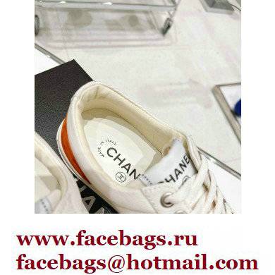 Chanel Canvas and Suede Sneakers White/Orange 2022