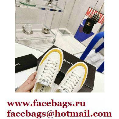 Chanel Canvas and Suede Sneakers White/Yellow 2022