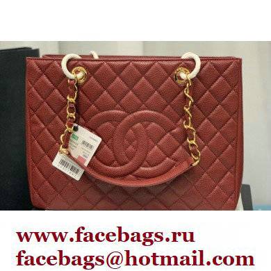 Chanel GST Shopping Tote Bag A50995 in Caviar Leather Burgundy/Gold