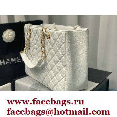 Chanel GST Shopping Tote Bag A50995 in Caviar Leather White/Gold
