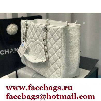 Chanel GST Shopping Tote Bag A50995 in Caviar Leather White/Silver