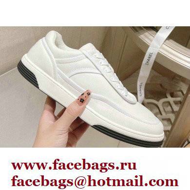 Chanel Leather Logo Sneakers White 2022