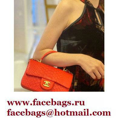 Chanel Python Coco Handle Mini Flap Bag with Top Handle 04