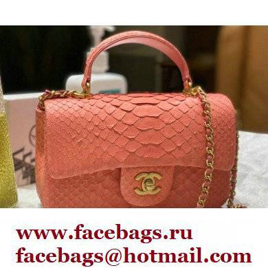 Chanel Python Coco Handle Mini Flap Bag with Top Handle 10