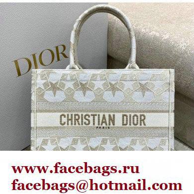 Dior Small Book Tote Bag in Dior etoile Embroidery Gold 2022