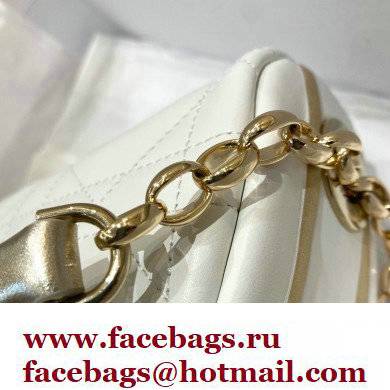 Dior Small Vibe Hobo Bag in Cannage Lambskin White/Gold 2022