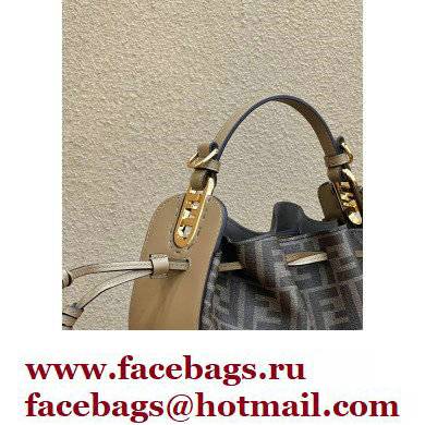 Fendi Pomodorino Drawstring Mini Bucket Bag Brown FF fabric 2022 - Click Image to Close