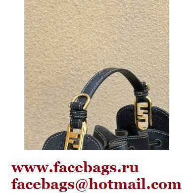 Fendi Pomodorino Drawstring Mini Bucket Bag Leather Black 2022 - Click Image to Close