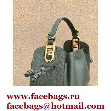 Fendi Pomodorino Drawstring Mini Bucket Bag Leather Dark Green 2022