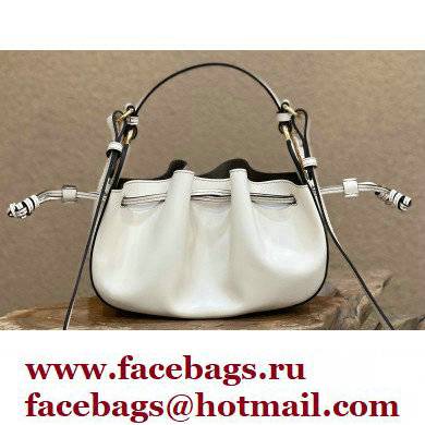 Fendi Pomodorino Drawstring Mini Bucket Bag Leather White 2022