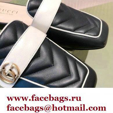 Gucci Double G Leather slipper 423694 Chevron Black 2022