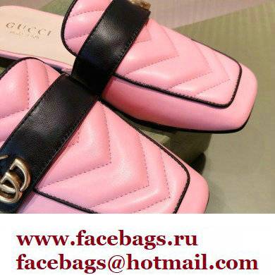 Gucci Double G Leather slipper 423694 Chevron Pink 2022 - Click Image to Close