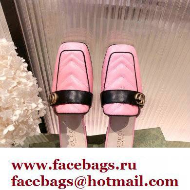 Gucci Double G Leather slipper 423694 Chevron Pink 2022